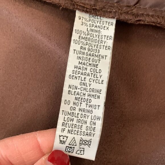 Bob Mackie Wearable Art Zip Front Brown Embroidered Phoenix Bird Jacket Size M - Picture 16 of 17